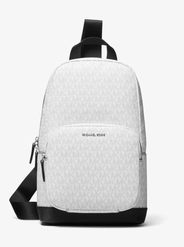 Panske Crossbody Kabelka Michael Kors Hudson Logo Sling Pack Biele - Tasky Michael Kors Obchod | GMUVJ-3579